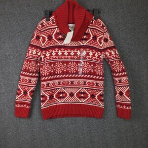 L.O.G.G. Red Patterned Sweater Sz 4-6 Youth NWT